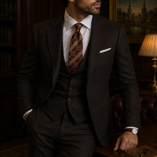 Burgundy & Gold Regency Tie