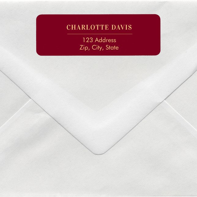 Burgundy gold return address  return address label (Creator Uploaded)