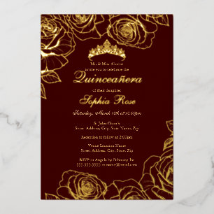 Burgundy Gold Rose Garden Quinceanera