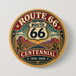 Burgundy Gold Route 66 Centennial Emblem 7.5 Cm Round Badge