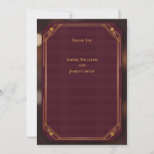 Burgundy Gold Scottish Wedding Thank You Card | Da