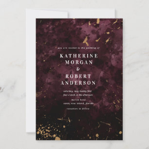 Burgundy Gold Sprinkles Wedding Invitation