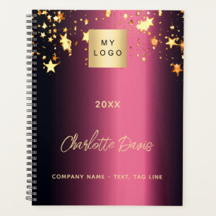 Burgundy gold stars business logo 2026 planner