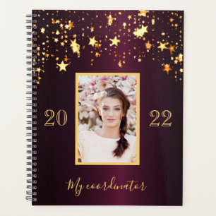 Burgundy gold stars photo 2026 planner