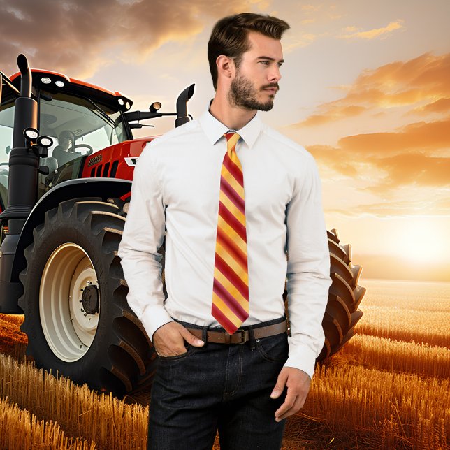 Burgundy Gold Striped Holidays Tie (A chic tie with a modern striped design in gold and burgundy red. Thanksgiving or Christmas)