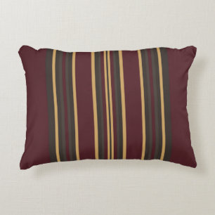 Burgundy Gold Stripes  Decorative Cushion