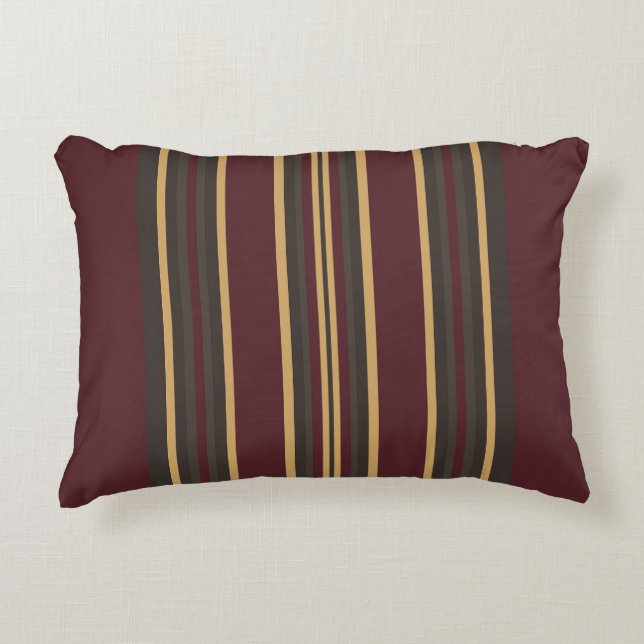 Burgundy Gold Stripes  Decorative Cushion (Front)