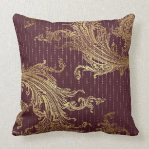 Burgundy Gold Victorian Reversible Luxury Pillow