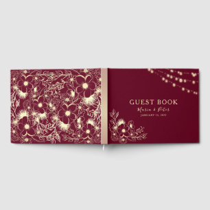 Burgundy Gold Wedding Guest Book
