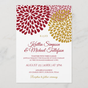 Burgundy & Gold Wedding Invitations Floral & Fun