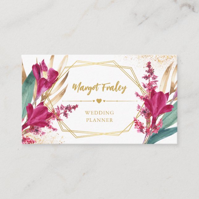 Burgundy & Gold | Wedding Planner Business Card (Front)