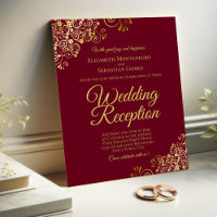 Burgundy & Gold Wedding Reception BUDGET Invite