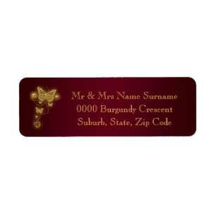 Burgundy gold wedding return address return address label