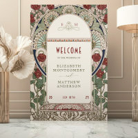 Burgundy Gold Welcome Sign Wedding Art Nouveau
