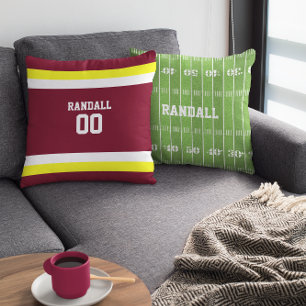 Burgundy, Gold & White Football Team Personalised Cushion