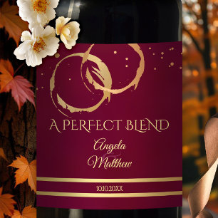Burgundy Gold Wine Stains Wedding Wine Label