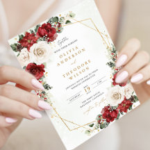 Burgundy Gold Winter Floral Wedding
