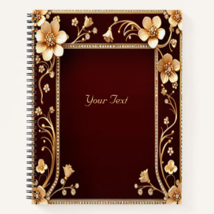 Burgundy Golden Flowers Notebook