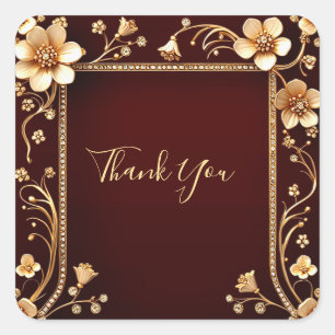 Burgundy Golden Flowers Sticker