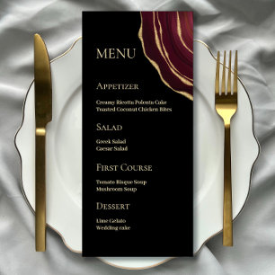 Burgundy golden gemstone menu