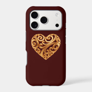 Burgundy Golden Heart Symbol of Love