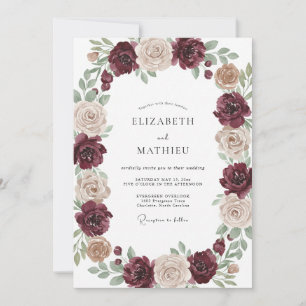 Burgundy Graceful Autumn Wedding Invitation
