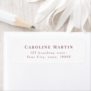 Burgundy Graceful Script Typography Return Address Label