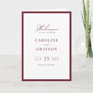 Burgundy Graceful Script Typography Wedding Program