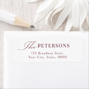 Burgundy Graceful Typography Family Return Address Label