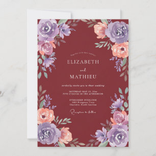 Burgundy Gracious Autumnal Wedding Invitation
