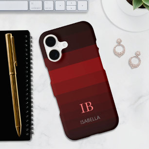 Burgundy Gradient Colour Stripes Monogram