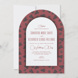 Burgundy Grapes Leaves Vineyard & Winery Wedding Invitation
