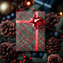 Burgundy, Green, and Yellow Abstract Plaid –