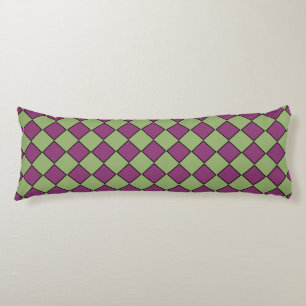 Burgundy Green Checker Diamond Pattern Body Cushion