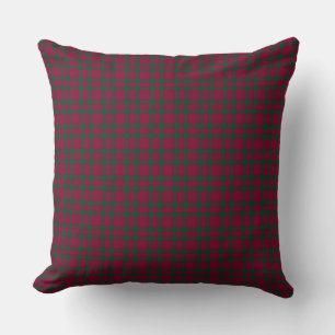 Burgundy Green Plaid Pattern Cushion