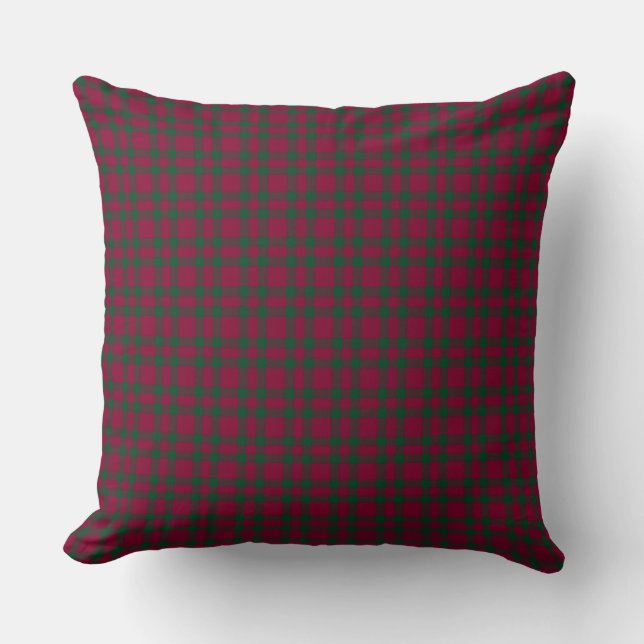 Burgundy Green Plaid Pattern Cushion (Front)