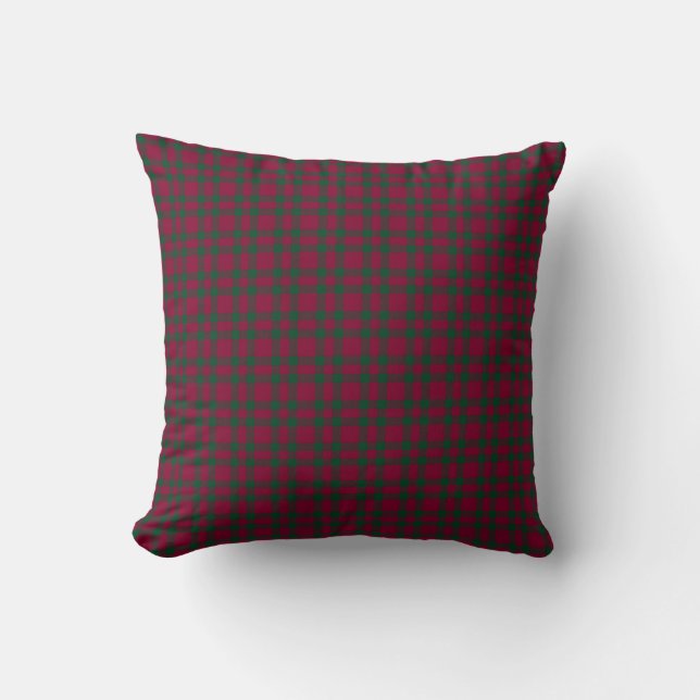 Burgundy Green Plaid Pattern Cushion (Front)