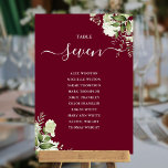 Burgundy Greenery Seating Plan Table Number<br><div class="desc">These elegant burgundy red botanical greenery leaves wedding table numbers can be personalised with your guests' seating plan set in chic typography. The cards are printed on the front and back (double-sided). Designed by Thisisnotme©</div>