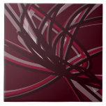 Burgundy & Grey Abstract Ribbons | Large Ceramic Tile<br><div class="desc">Burgundy and grey tile features an artistic abstract ribbon composition with shades of burgundy wine maroon and grey with white accents on a burgundy wine coloured background.</div>