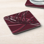 Burgundy & Grey Abstract Ribbons Plastic Coaster<br><div class="desc">Burgundy and grey plastic coaster features an artistic abstract ribbon composition with shades of burgundy wine maroon and grey with white accents on a burgundy wine coloured background.</div>