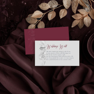 Burgundy Grey Botanical Foliage Wishing Well Enclosure Card