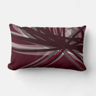 Burgundy & Grey Elegant Ribbons Lumbar Pillow