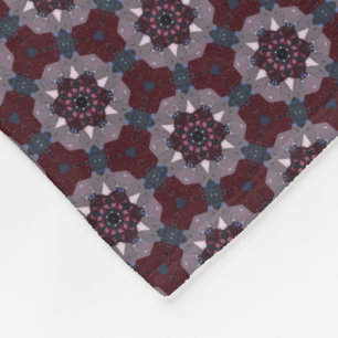 Burgundy & Grey Floral Painted Quilt Fleece Blanket
