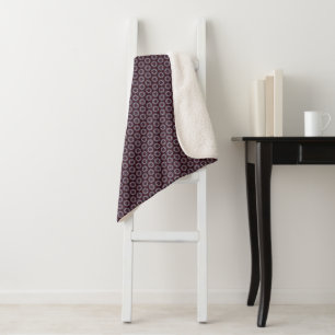Burgundy & Grey Floral Quilt Sherpa Blanket