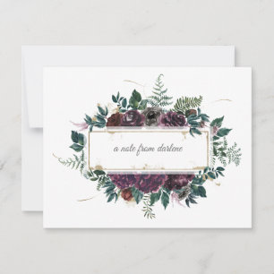 Burgundy Grey Green Watercolor Floral Frame Card