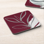 Burgundy & Grey Minimalist Watercolor Leaves Coaster<br><div class="desc">Modern design features a minimalist artistic watercolor botanical design in a burgundy and grey colour palette. A simple modern design; one of a coordinating collection.</div>
