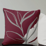 Burgundy & Grey Minimalist Watercolor Leaves Cushion<br><div class="desc">Modern throw pillow features a minimalist artistic watercolor botanical design in a burgundy and grey colour palette. This artistic composition is constructed from a simple illustration of organic leaves with a simple watercolor Memphis style design element in the lower right hand corner; a stylish botanical design. The grey design elements...</div>