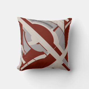 Burgundy Grey Taupe Diagonal Design Cushion