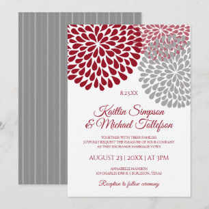 Burgundy & Grey Wedding Invitations   Floral & Fun