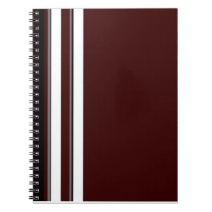 Burgundy/Grey & White Stripes Notebook